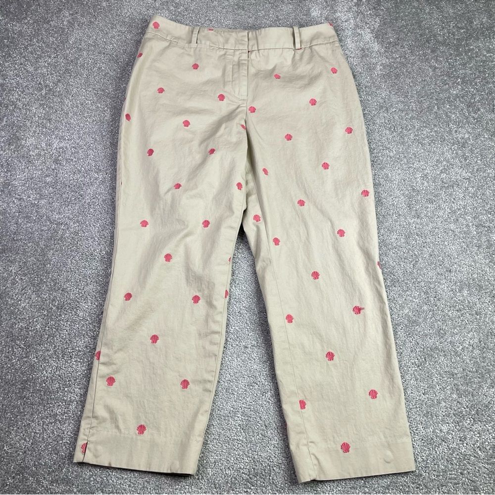 Talbots Pants Women's 6 Beige Curvy Straight High Rise Chino Stretch Seashell